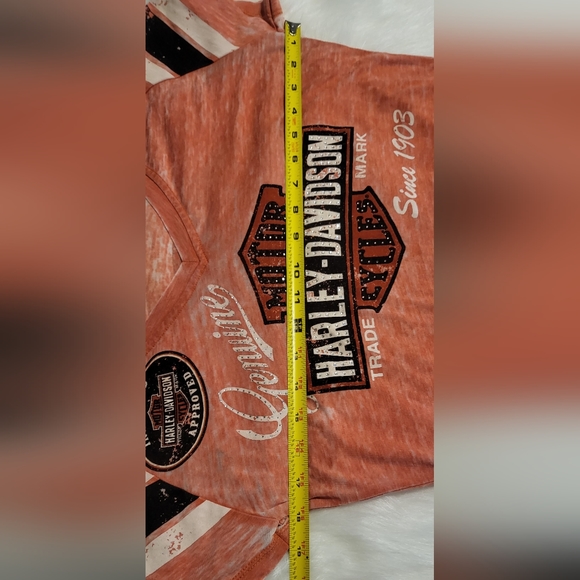 Harley-Davison top size Medium orange with rhinestone - Picture 7 of 13